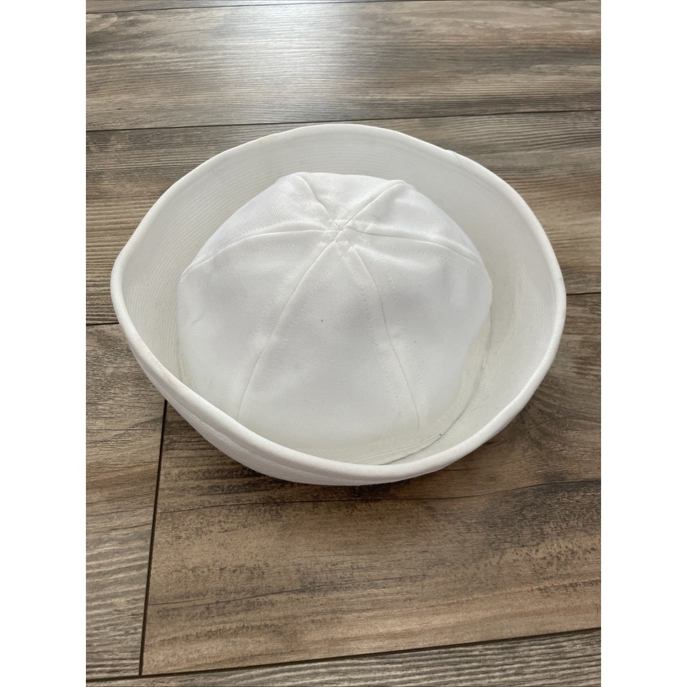 Vintage US Navy Issue Sailor Hat Dixie Cup White Cotton Twill Cap Size 7 1/4 USN
